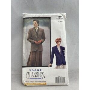 Vogue Classics 7594 Misses Petite Jacket Sizes 12 14 16 Sewing Pattern Vtg 1989